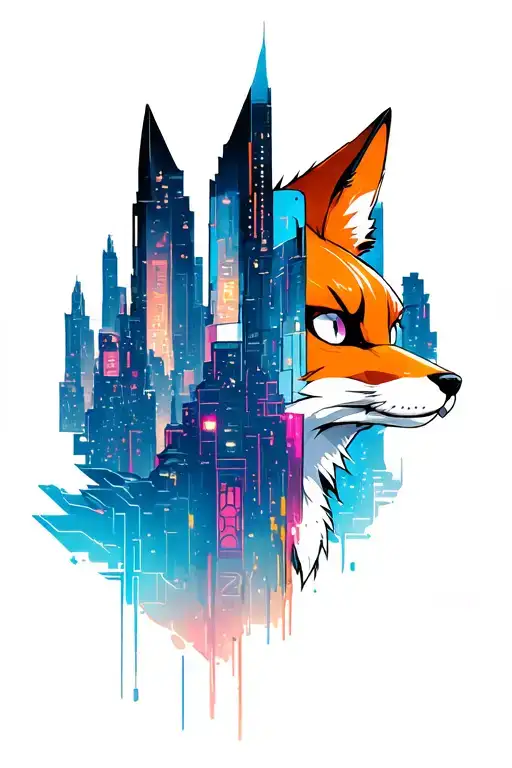 Fox Cyberpunk Cityscape