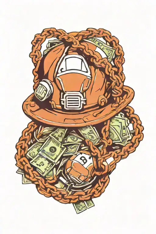 Money Bag Hardhat Intertwined Money