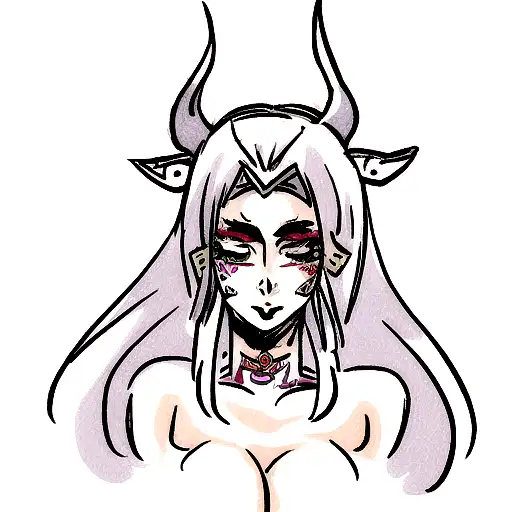 Beautiful Woman With Horns And Face