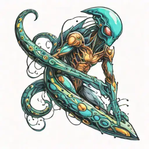 Space Galaxy Alien In A Long Strip Winding