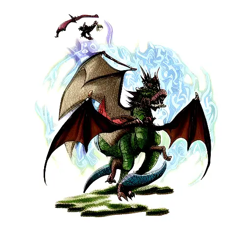 A Mythical Creature From A Fantasy Game Battling A Dragon