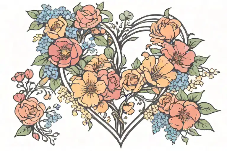 Heart With Birth Month Flowers