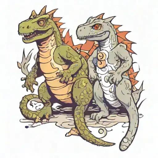 Dinos And Cat With Date