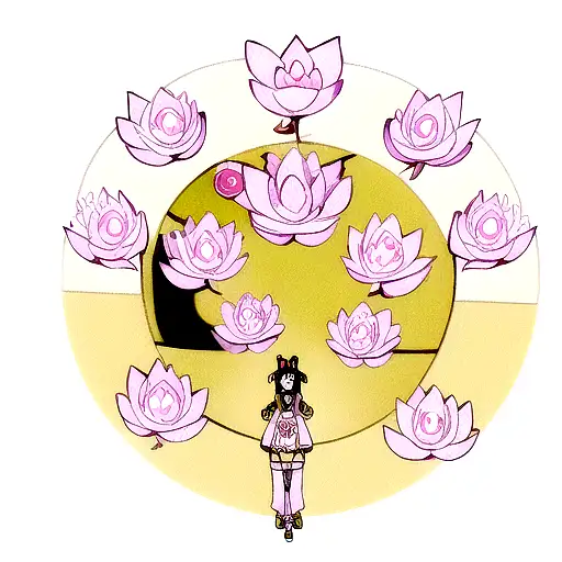 Nana Anime Character Surrounded By Lotus Flowers