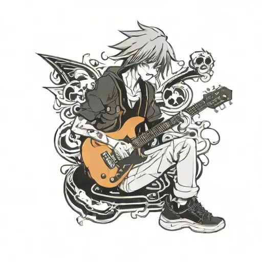 Anime Guy Smoking And Playing Guitar