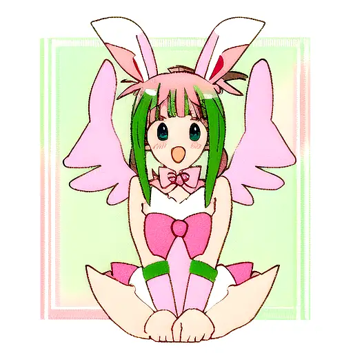Bunny And Angel Wings With Pink And Sage Green Color Scheme