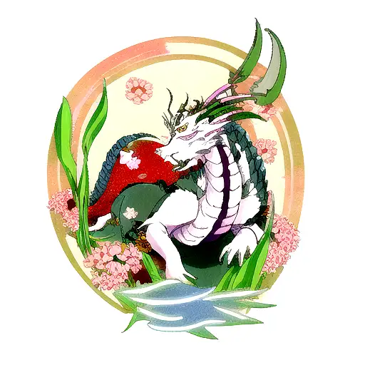 Dragon With Flowers