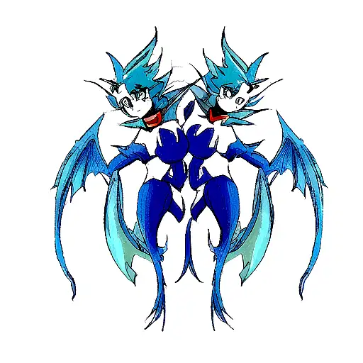 Two-headed Blue Fire Dragon