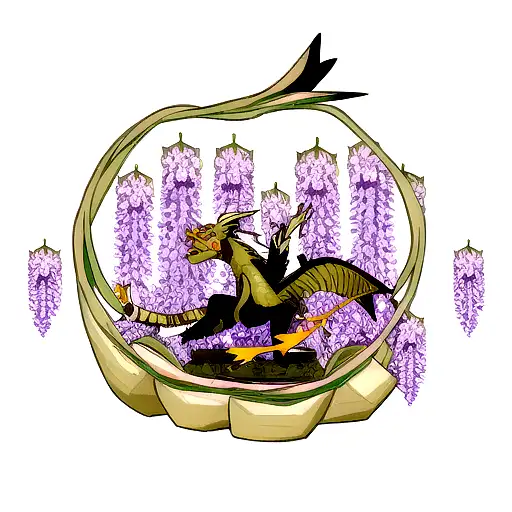 Kintsugi Dragon With Wisteria Flowers