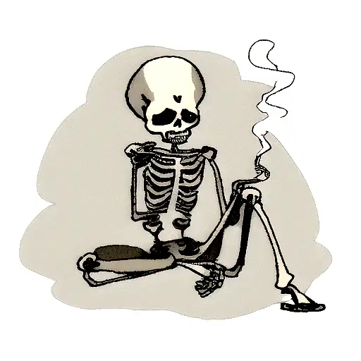 Sad Skeleton Smoking A Cigeratte