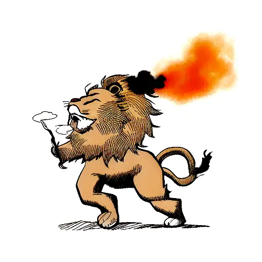 Lion With Smoke Around