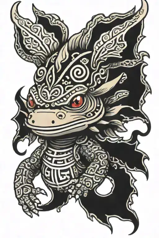 Axolotl Wearing Aztec Head Gear