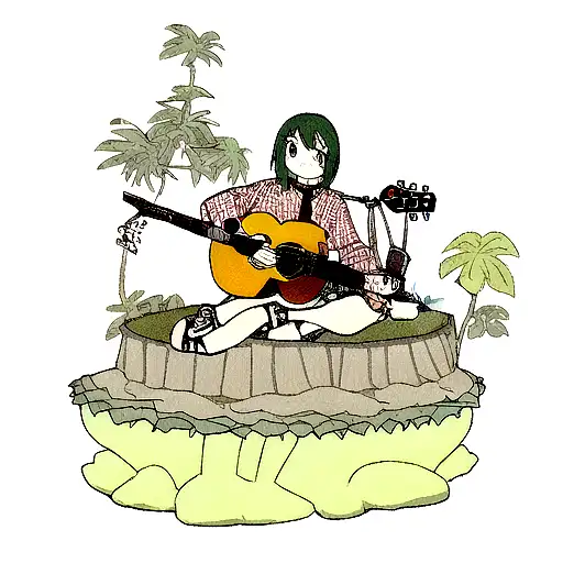 Turtle Sitting On A Log Playing The Guitar