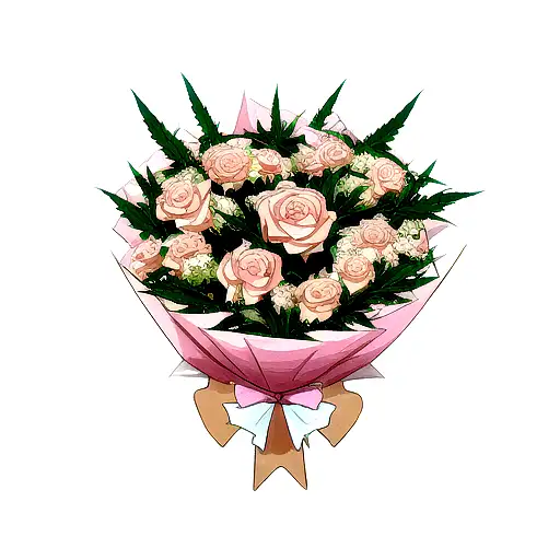 Rose And Lillies Bouquet With Marijuana