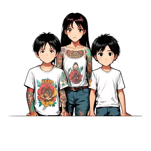 Mom Standing Behind 2 Boys One Older