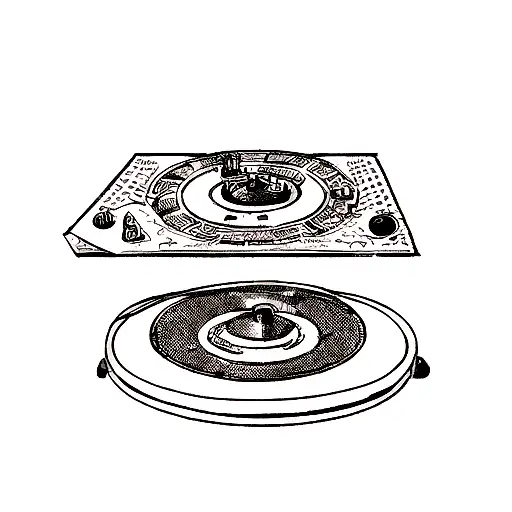 A Dotwork Tattoo Of A Broken Record Symbolizing Resilience