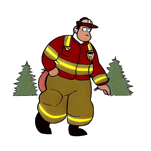 Bigfoot As A Firefighter Fighting A Forest Fire