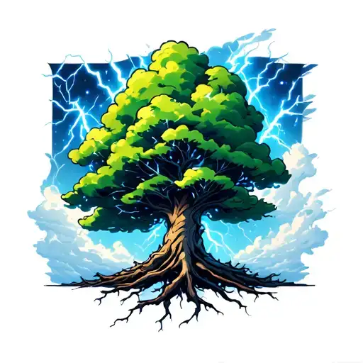 Cloud Storm With Lightning Turning Into Braches Of A Tree