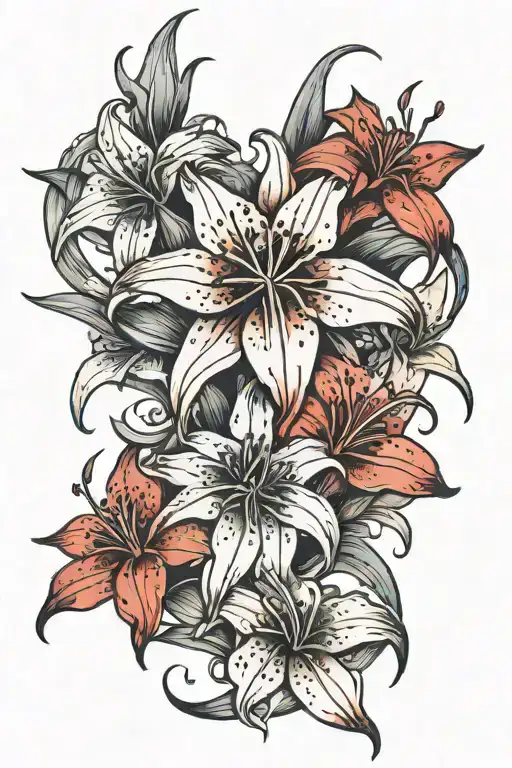 A Bunch Of Red Lily Spider For The Back Ground