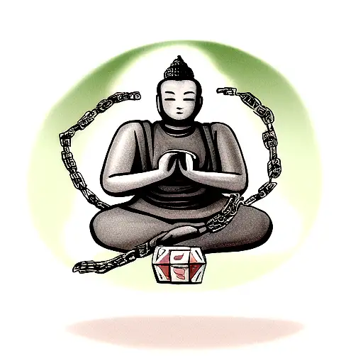 Budha Holding A Broken Chain With Each Hand