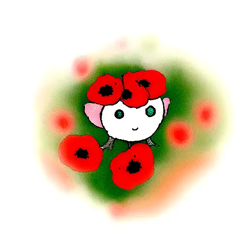 Forest Spirit With Poppy Flower Background