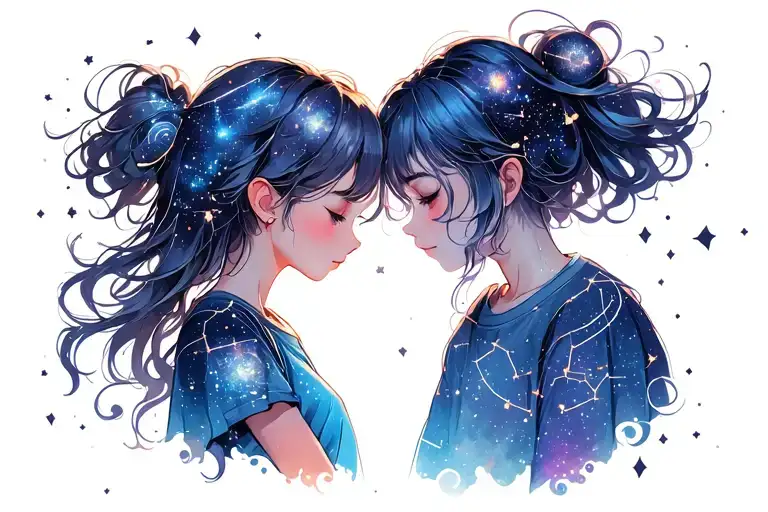 Galaxy Filled With Constellations Sibling Bond Represented
