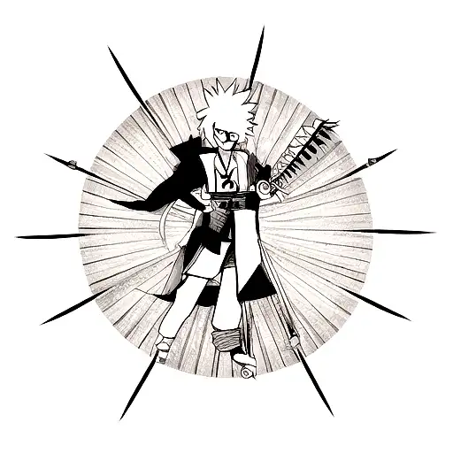 Minato Namikatze Von Naruto Shippuden Tattoo Mit Kunai Black And White