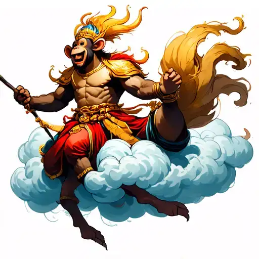 Monkey King Riding A Cloud