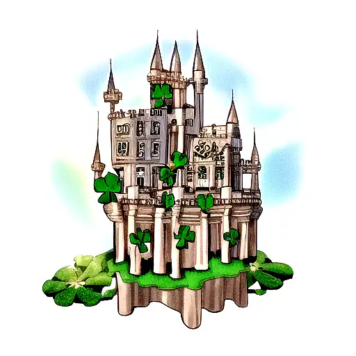 Broken Castle With Four Leaf Clover