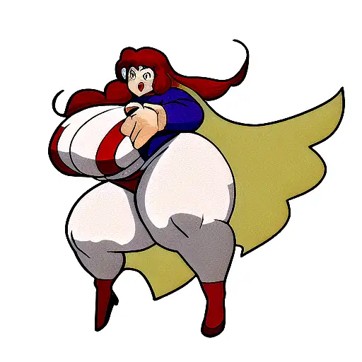 Fat Superwoman In Full Growth In Marvel Style