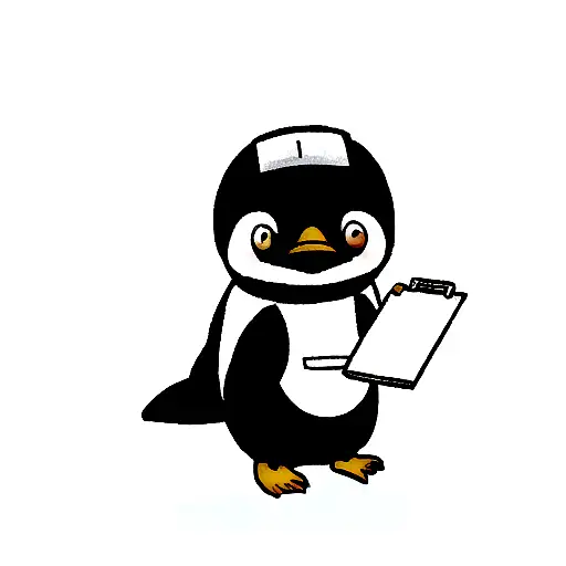 A Penguin With A Clipboard In Ahnd