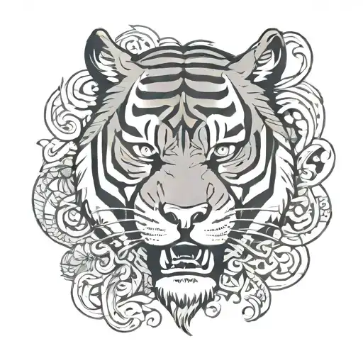 Meaningful Tiger Face Inside Polynesian Band