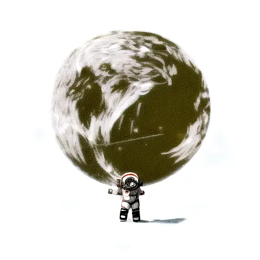 Historical Figures In Space Suits Exploring A Snow-covered Planet