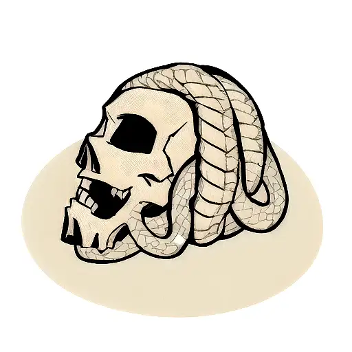 Human Skull Surrounded By A Snake