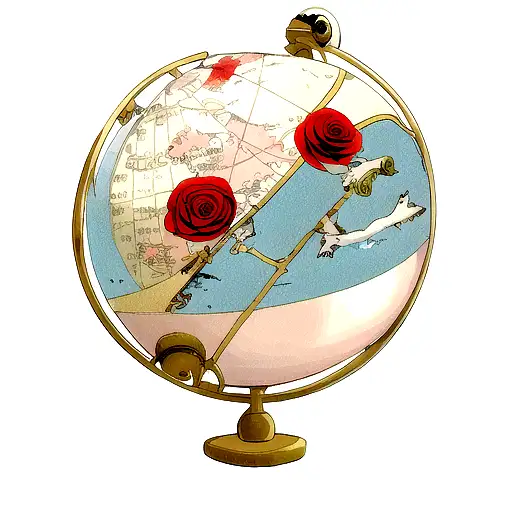 Globe With Bird And Rose