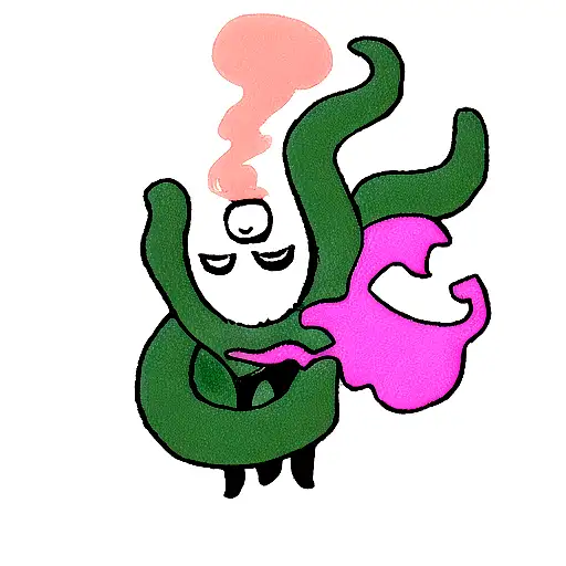 Cartoon Octopus Smoking Weed Money