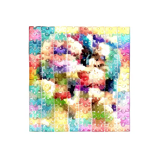 Father And Son Made Of Color Puzzle