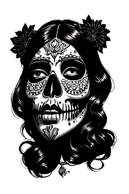 Using The Image Attachedgenerate A Female Mexican Death Mask Using My Fiance Face In The Design