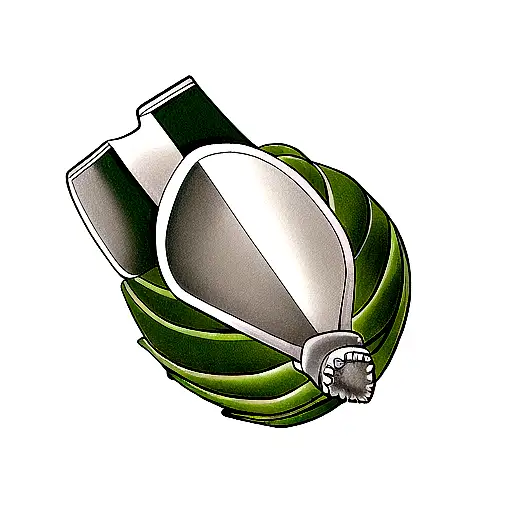 Artichoke With Chef Knife Sticking Out