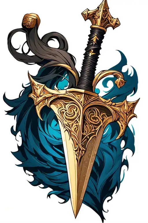 Thorothin's Dagger From Vinland Saga With Half Showing Thorothin And The Other Half Askheland