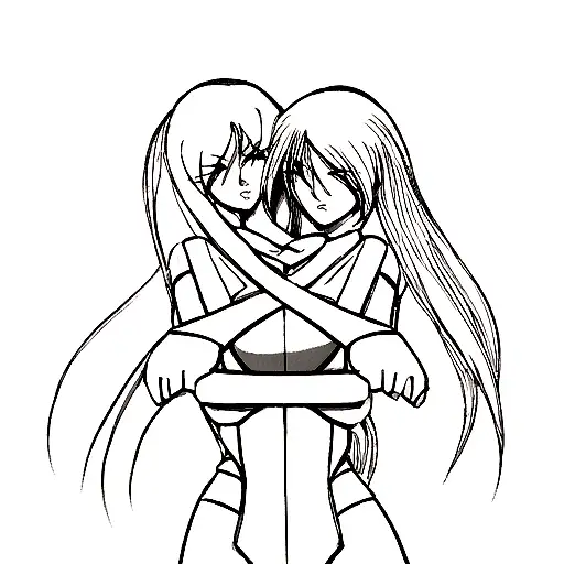 Intertwining Female Figures In A Passionate Embrace