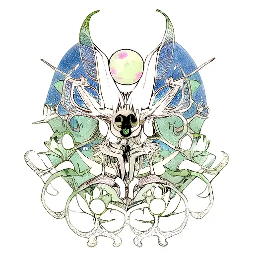 Luna Moth With Cat Skull In The Middle