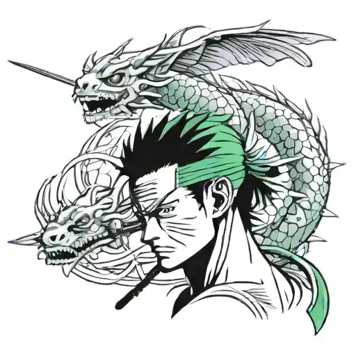 Face Roronoa Zoro With A Dragon