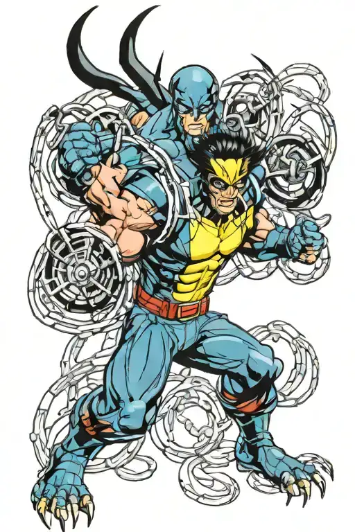 Wolverine And Doc Ock Combined Together Representing The Client's Son