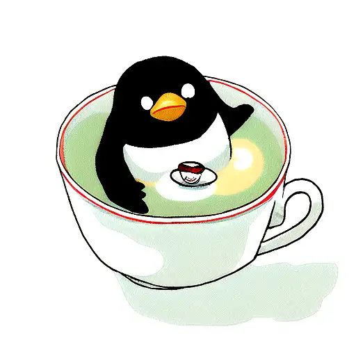 Penguin Sat Inside A Mini Teacup