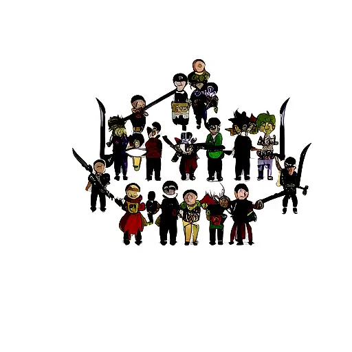 A Collage Of Iconic Dragonball Characters Each Holding A Different Sword From The Series