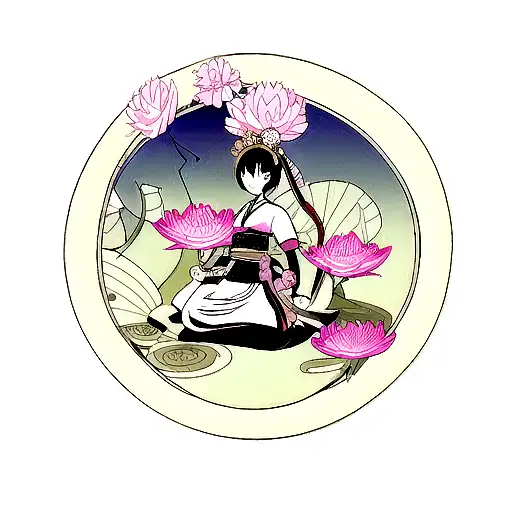 Samurai With Lotus Flower
