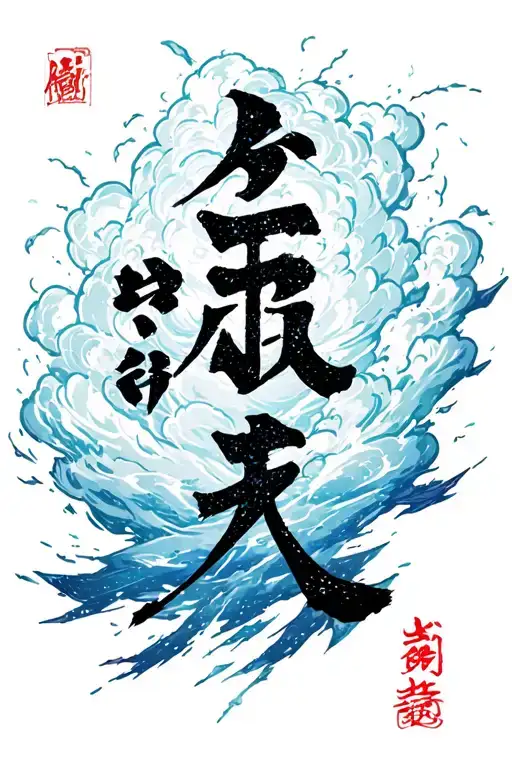 Japanes Kanji For Kaizen Symbol Covered By A Storm