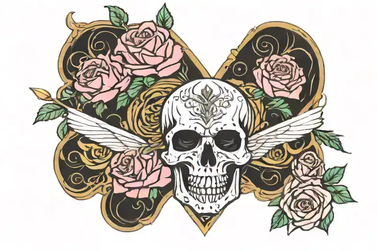 Skull And Roses Wrapped Tarot Card Featuring