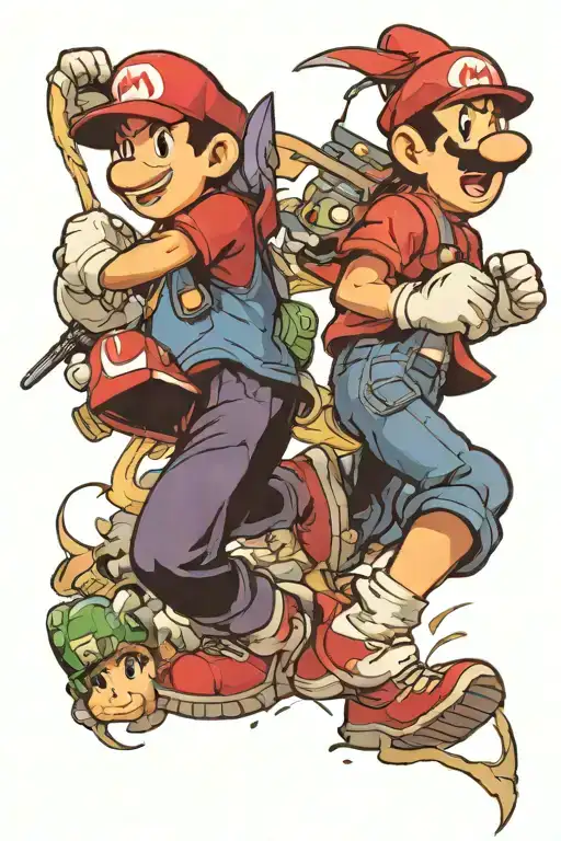 Ness From Earthbound And Super Mario Fighting Each Other